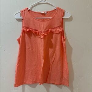 Coral Shortsleeved Top with Lace Detail